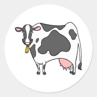 Zuivel Koe Cartoon Ronde Sticker