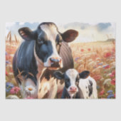 Zuivel Koe en Kalf Wildflower Decoupage Tissuepapier (Voorkant)