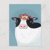 Zuivel Koe en rode bloemkroon Briefkaart (Voorkant)