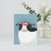 Zuivel Koe en rode bloemkroon Briefkaart (Staand voorkant)
