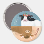 Zuivel Koe en rode bloemkroon Magneet (Voorkant / Achterkant)