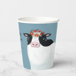 Zuivel Koe en rode bloemkroon Papieren Bekers