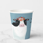 Zuivel Koe en rode bloemkroon Papieren Bekers (Voorkant)