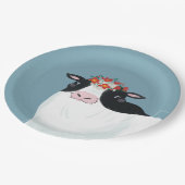 Zuivel Koe en rode bloemkroon Papieren Bordje (Gekanteld)