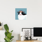 Zuivel Koe en rode bloemkroon Poster (Thuiskantoor)