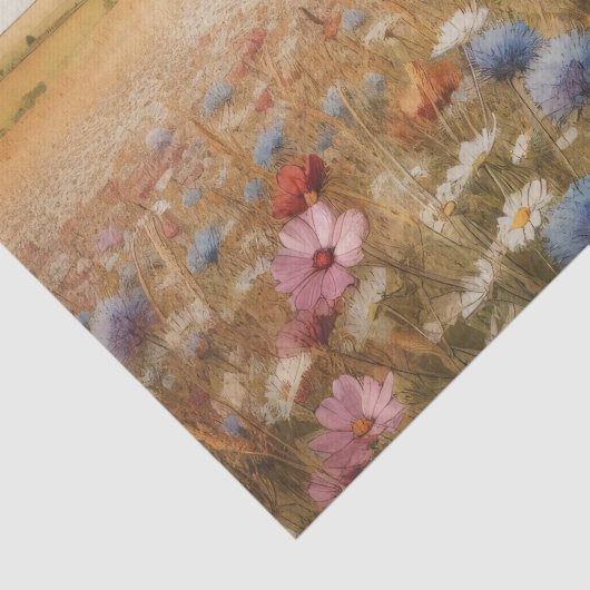 Zuivel Koe en Wildflower Field Decoupage Tissuepapier (Detail)