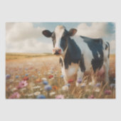 Zuivel Koe en Wildflower Field Decoupage Tissuepapier (Voorkant)