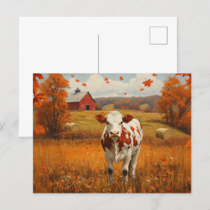 Zuivel Koe Herfst Boerderij Landschap Briefkaart
