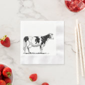 Zuivel Koe Holstein Fresian Pencil Tekening Servetten (Insitu)
