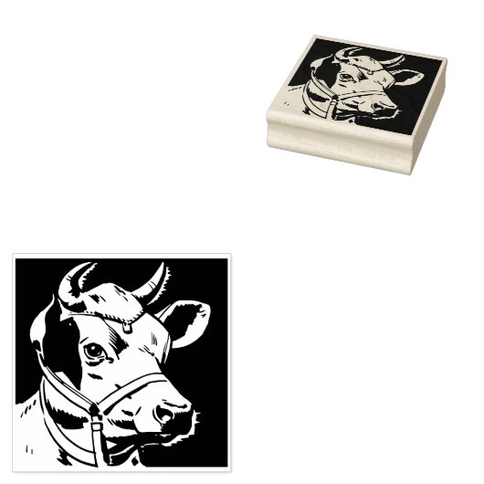 Zuivel Koe Hoofd Rubber Stamp Rubberstempel (Gestempeld)