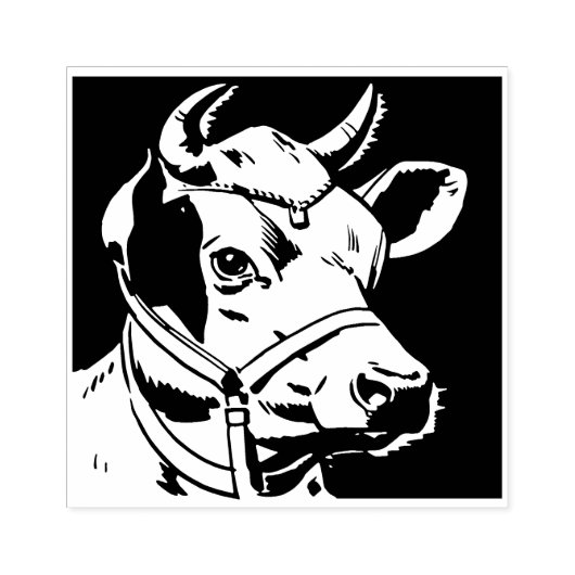 Zuivel Koe Hoofd Rubber Stamp Rubberstempel (Afrduk)