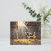 Zuivel Koe in een schuur Rustiek Boerderij Briefkaart (Staand voorkant)