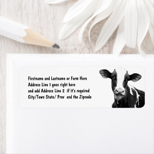 Zuivel Koe - Zwart-wit Zuivel Kalf Etiket (Insitu)