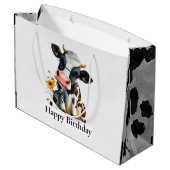 Zuivelachtige Koe Happy Birthday White Groot Cadeauzakje (Achterkant Gekanteld)