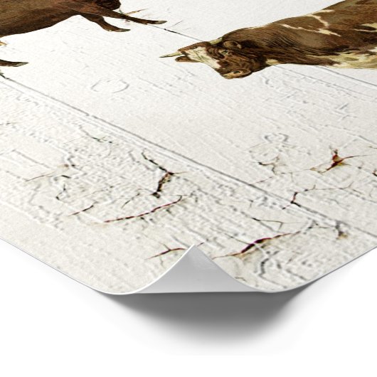 Zuivelachtige Koe  stijl Oude Rustige Koeien Poster (Hoek)