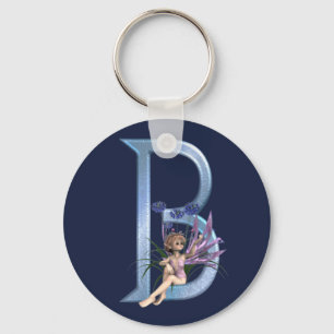 Zuivelblauw Monogram B Sleutelhanger