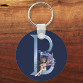 Zuivelblauw Monogram B Sleutelhanger (Voorkant)