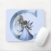 Zuivelblauw Monogram C Muismat (Met muis)