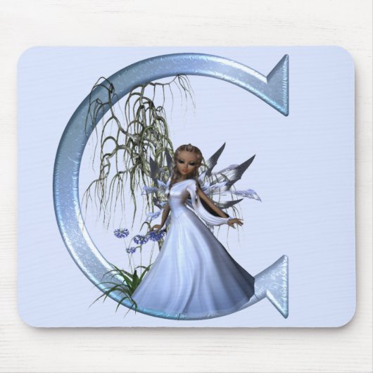 Zuivelblauw Monogram C Muismat (Voorkant)