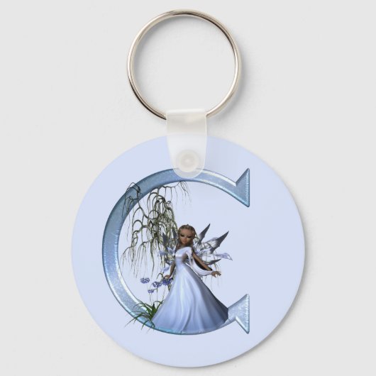 Zuivelblauw Monogram C Sleutelhanger (Voorkant)