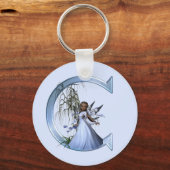 Zuivelblauw Monogram C Sleutelhanger (Voorkant)