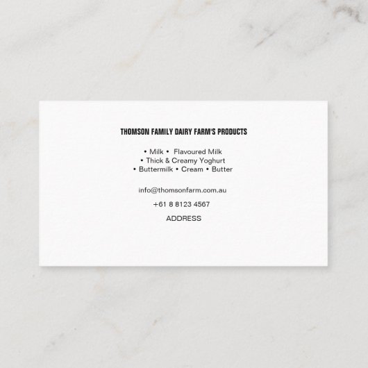 ZuivelBoerderijen, rundvee, landbouw, Visitekaartj Visitekaartje (Achterkant)