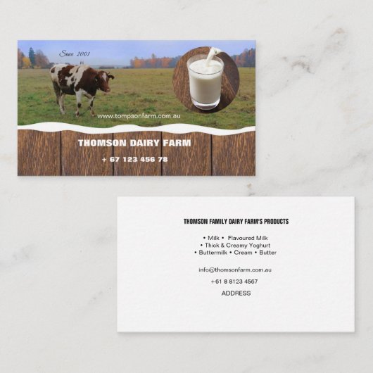 ZuivelBoerderijen, rundvee, landbouw, Visitekaartj Visitekaartje (Voorkant / Achterkant)