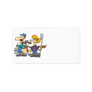 zuivelboeren met domme koe cartoon etiket