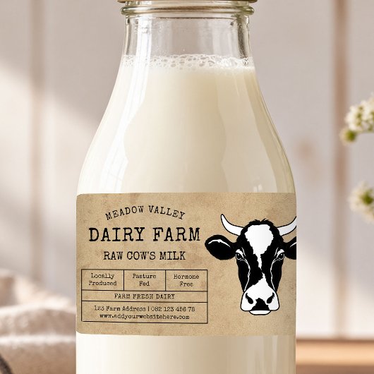 Zuivelkoerderij Verse Melk Label Rustic Bruin Papi