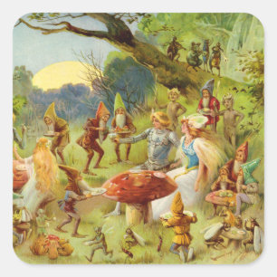 Zuivelprins en Thumbelina in het Magic Forest Vierkante Sticker