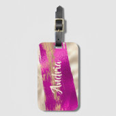 ZUIVELTEKST Fuchsia Platinum Faux Metallic Bagagelabel (Voorkant (verticaal))