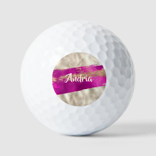ZUIVELTEKST Fuchsia Platinum Faux Metallic Golfballen (Voorkant)