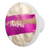 ZUIVELTEKST Fuchsia Platinum Faux Metallic Keramische Knop (Rechts)