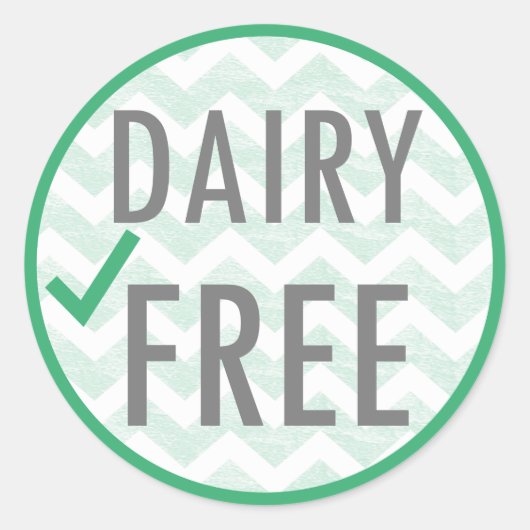 Zuivelvrij voedsel allergie bakken groene chevron ronde sticker (Voorkant)