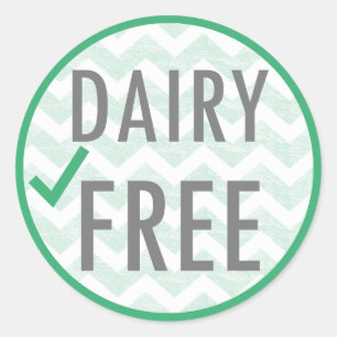 Zuivelvrij voedsel allergie bakken groene chevron ronde sticker