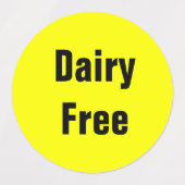 Zuivelvrij voedsel allergie Restaurant School Labels (Design 1)