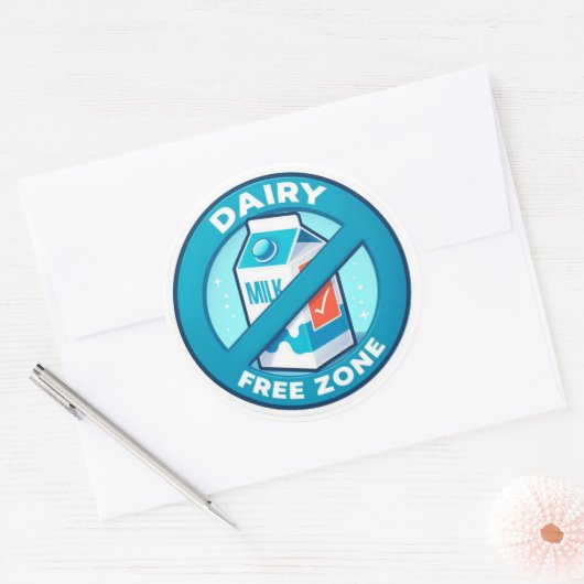 Zuivelvrije zone ronde sticker (Envelop)
