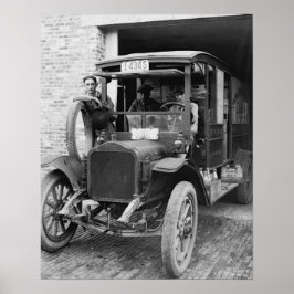 Zuivelwagen, 1921. Oude foto Poster
