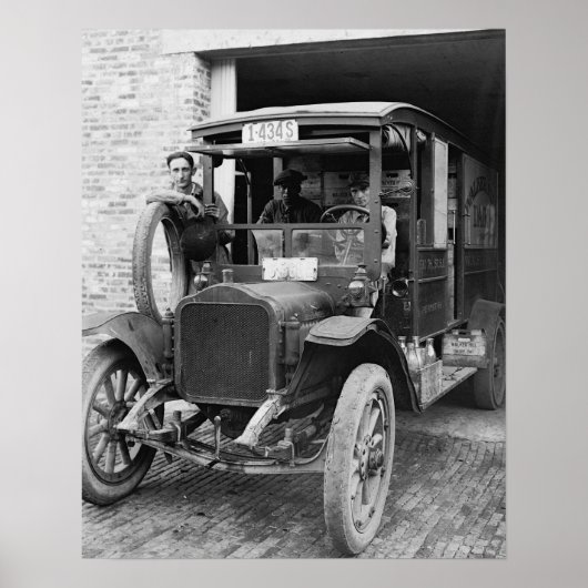 Zuivelwagen, 1921. Oude foto Poster (Voorkant)