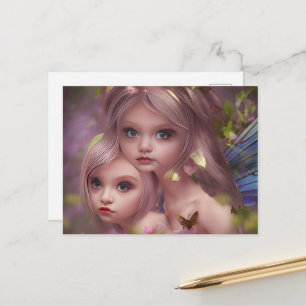 Zuivelzussen tussen de bloemen in het bos briefkaart