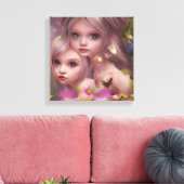 Zuivelzussen tussen de bloemen in het bos canvas afdruk (Insitu (Woonkamer))