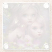 Zuivelzussen tussen de bloemen in het bos glazen onderzetter (Achterkant)