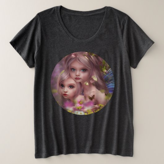 Zuivelzussen tussen de bloemen in het bos grote maat t-shirt (Design voorkant)