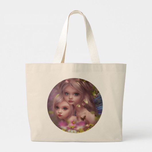 Zuivelzussen tussen de bloemen in het bos grote tote bag (Achterkant)