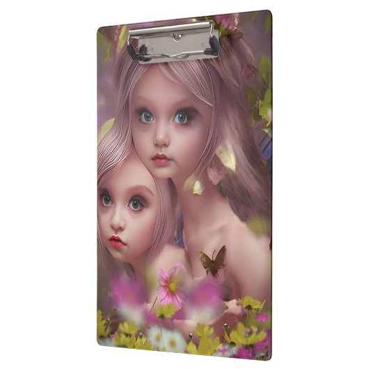 Zuivelzussen tussen de bloemen in het bos klembord (Links)