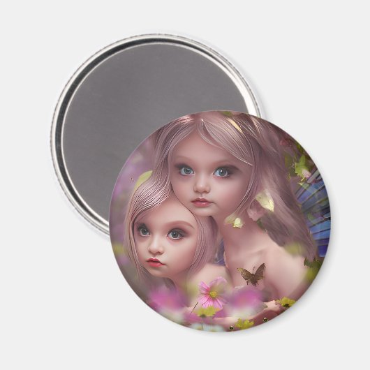 Zuivelzussen tussen de bloemen in het bos magneet (Voorkant / Achterkant)