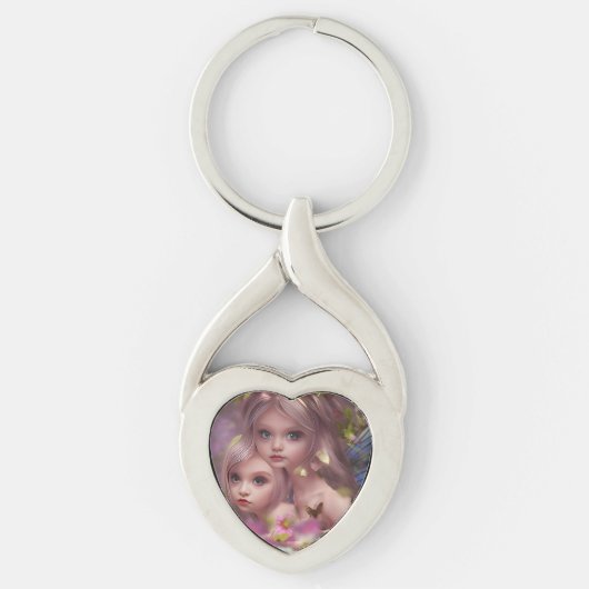 Zuivelzussen tussen de bloemen in het bos sleutelhanger (Voorkant)