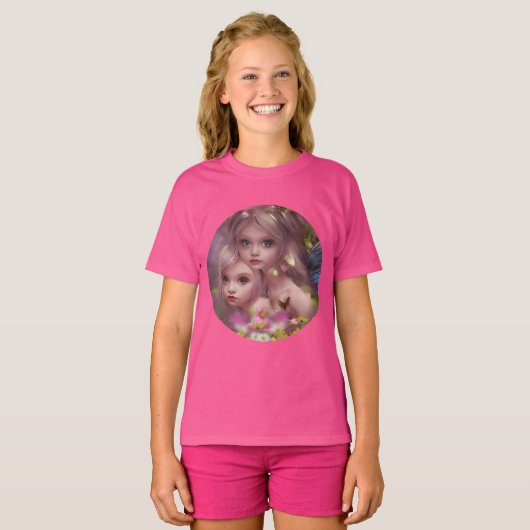 Zuivelzussen tussen de bloemen in het bos t-shirt (Voorkant volledig)