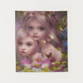 Zuivelzussen tussen de bloemen in het bos wandkleed (Voorkant)