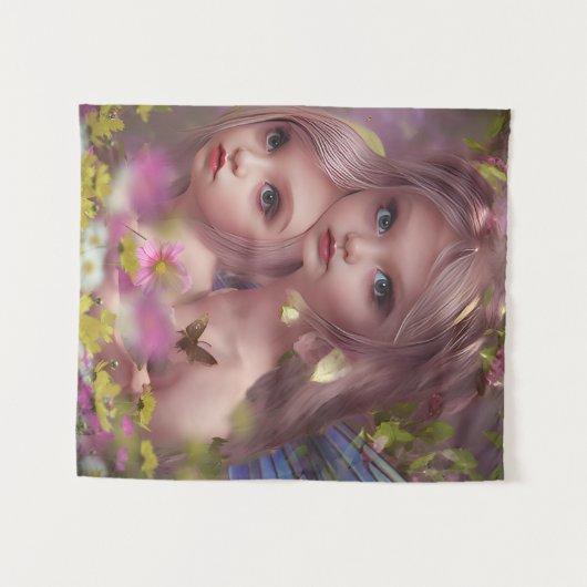 Zuivelzussen tussen de bloemen in het bos wandkleed (Voorkant (horizontaal))